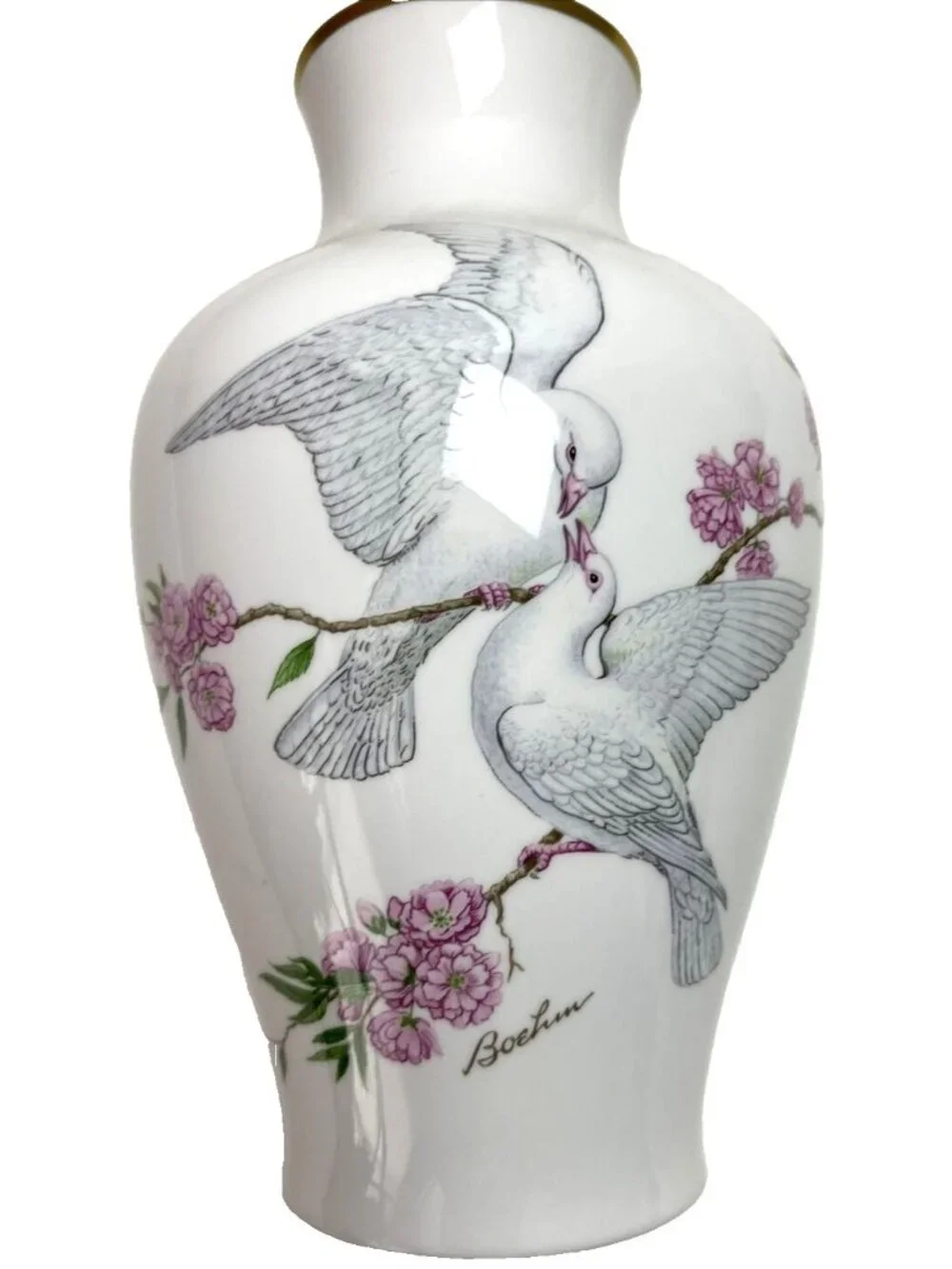 Edward Marshall Boehm Studios Bone China Tranquility Vase Happiness Forever VTG